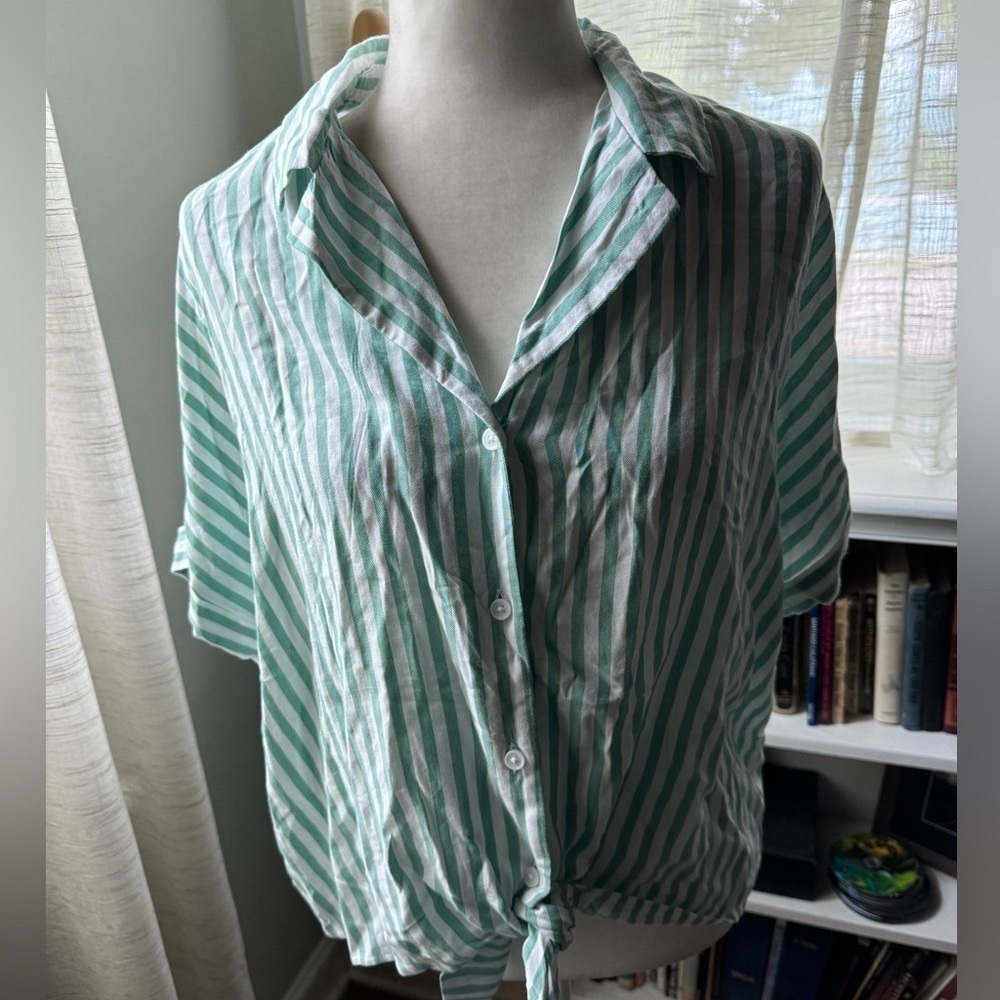 Mint Striped Button Down Shirt